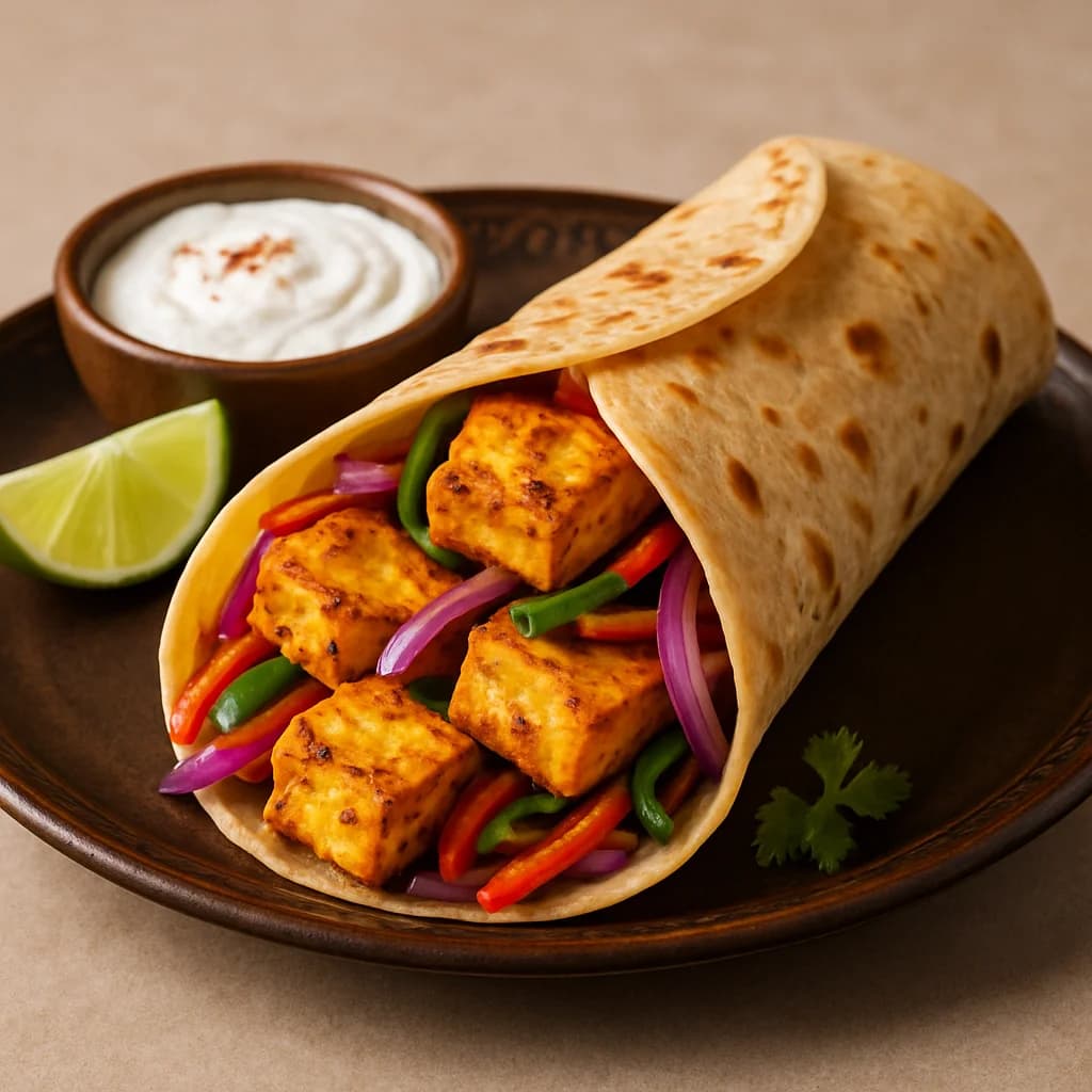 Air-Fried Paneer Tikka Wrap recipe