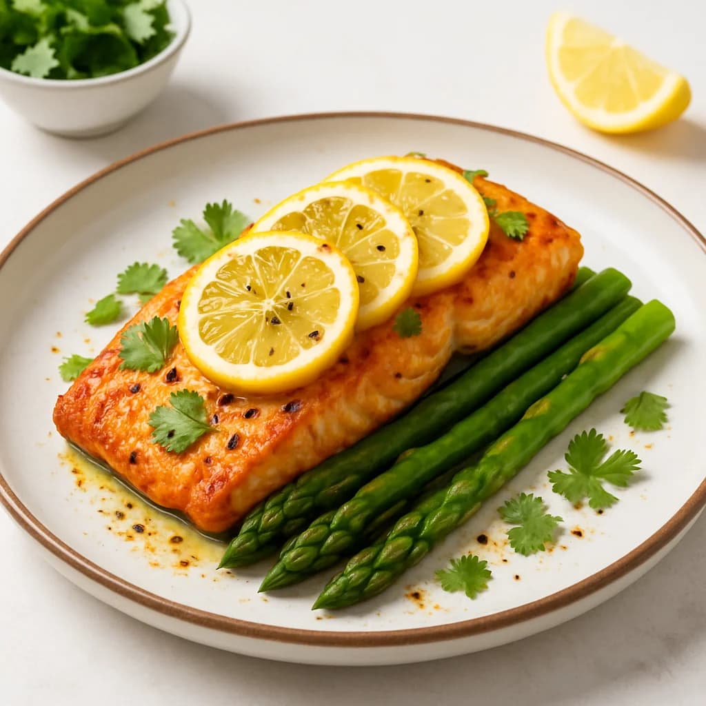 Baked Salmon with Asparagus & Lemon recipe