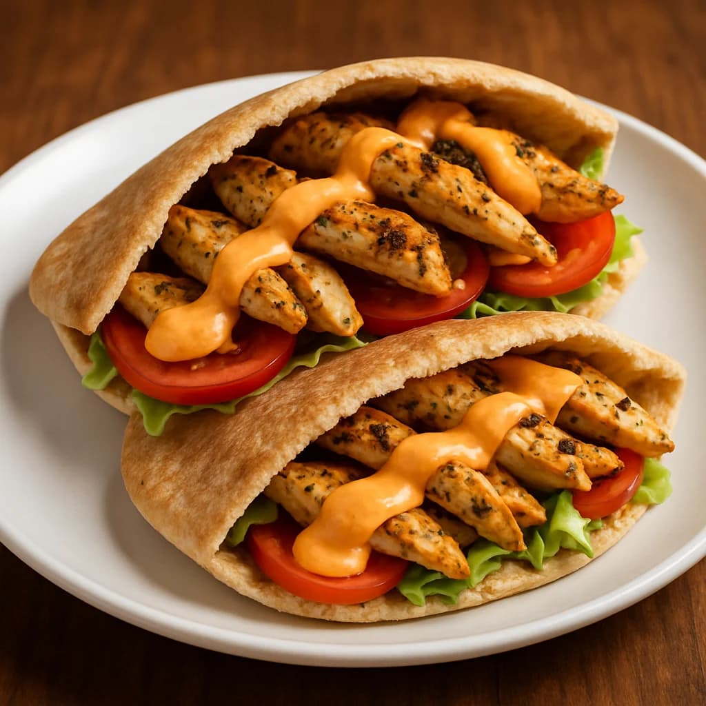 Chicken Pita Pockets with Spicy Mayo recipe