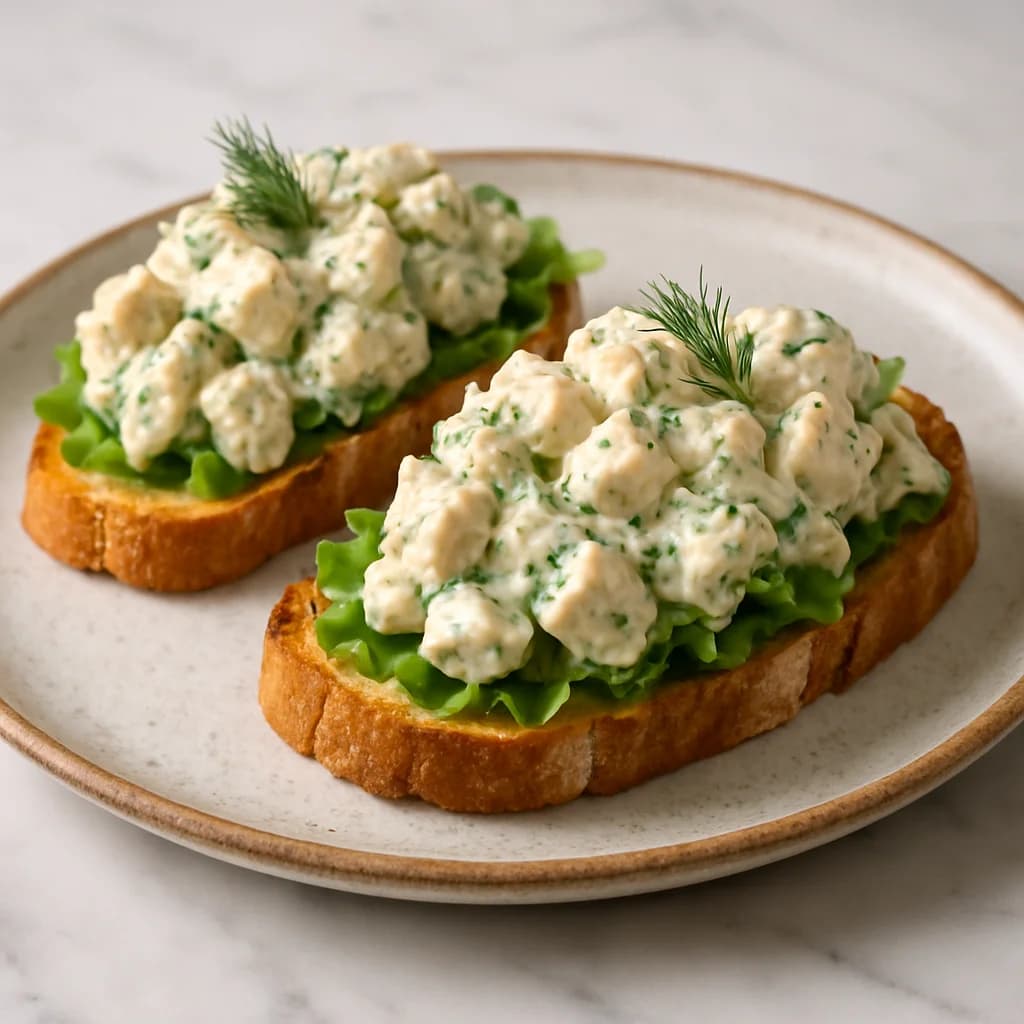 Creamy Dill Chicken Salad Tartines recipe