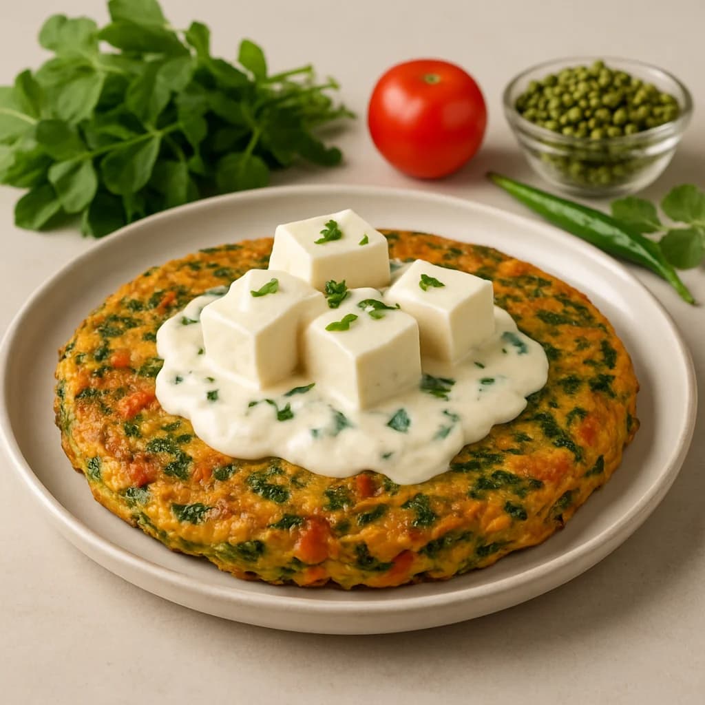 Creamy Methi Paneer Moonglet recipe