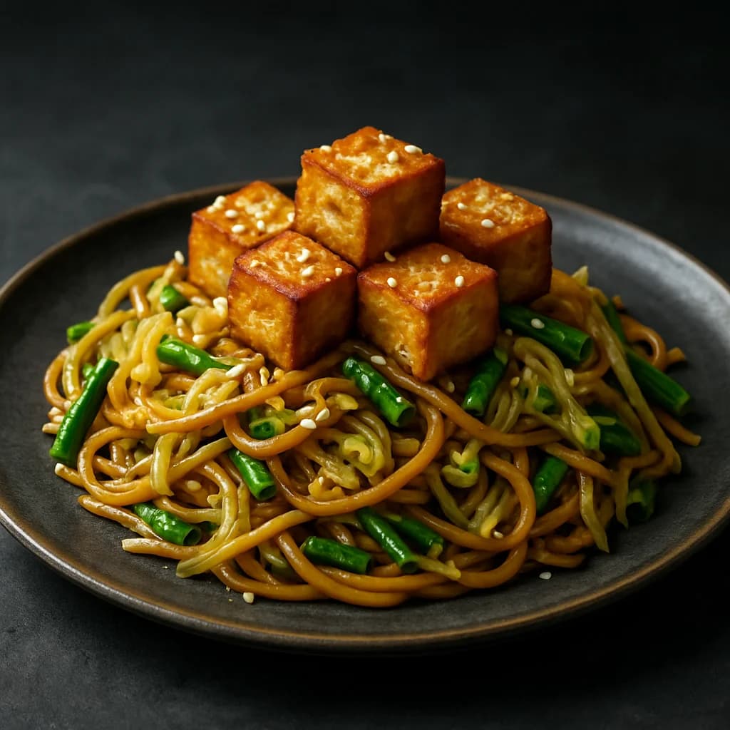 Crispy Tofu Sesame Lo Mein recipe