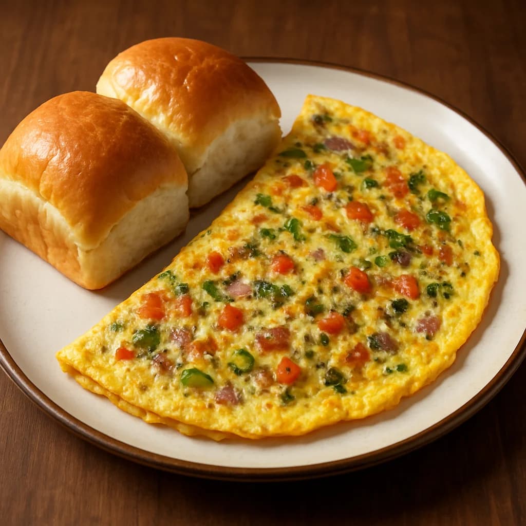 Double Egg Omelette with Pav recipe