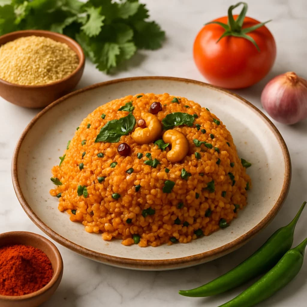 Flavored Dum Masala Millet Upma recipe