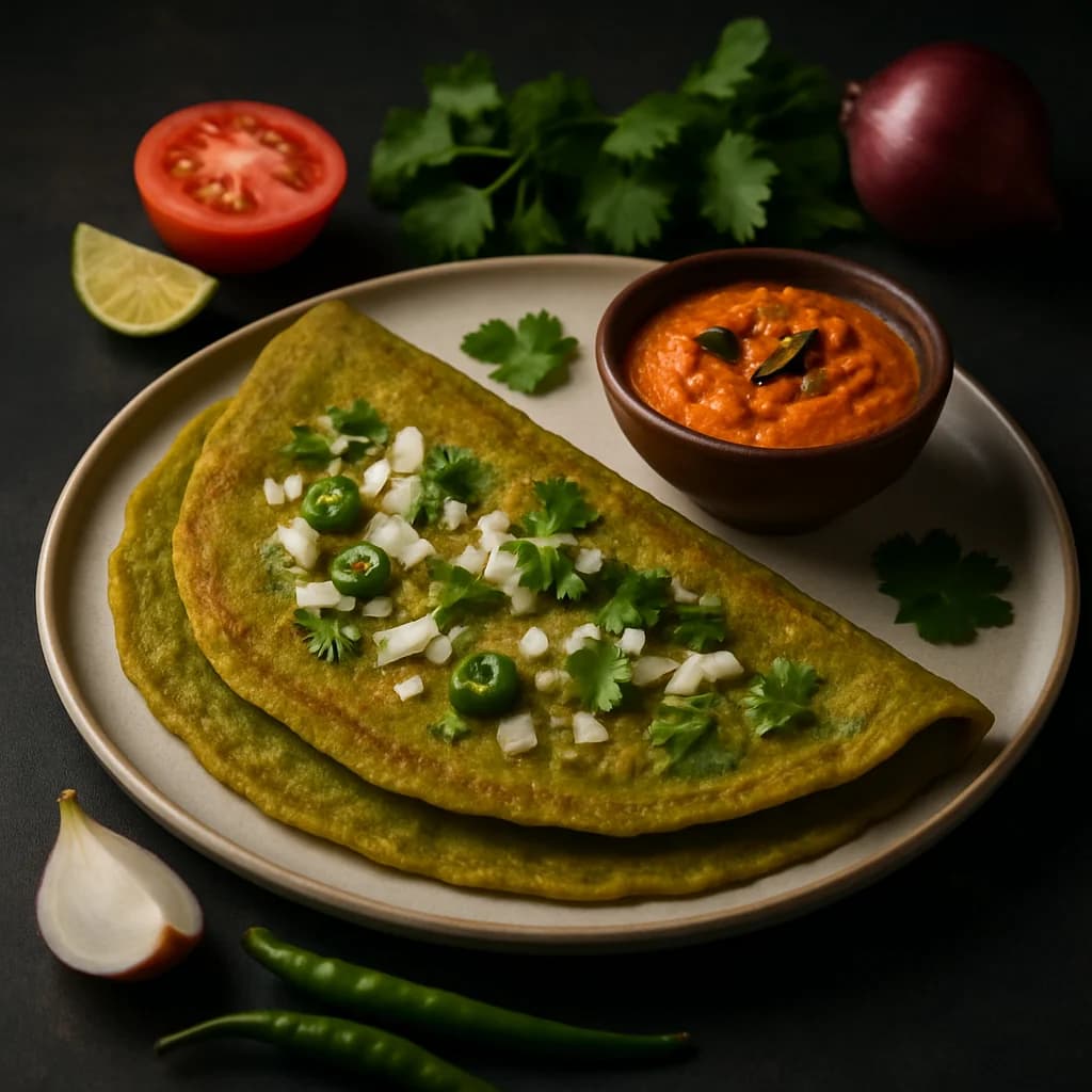 Flavored South Indian Lentil Pesarattu recipe