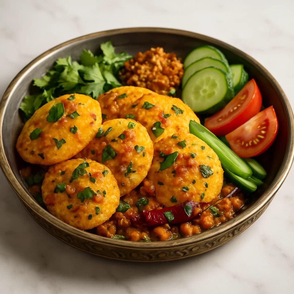 Fluffy Masala Idli Breakfast Bowl recipe