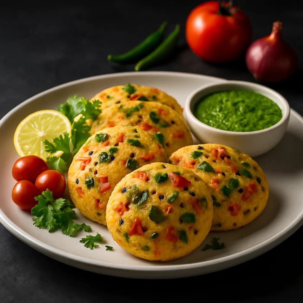 Fluffy Masala Rava Idli Platter recipe