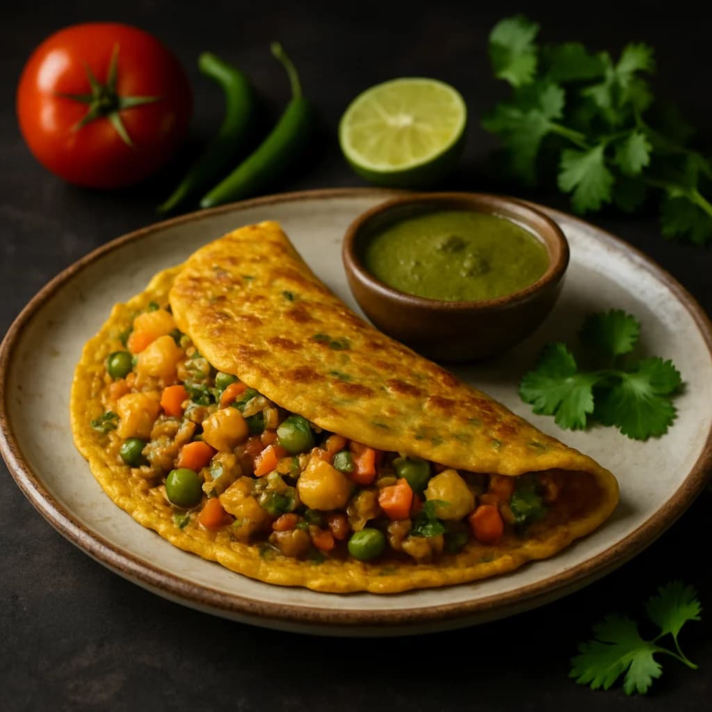 Golden Masala Stuffed Moong Chilla recipe