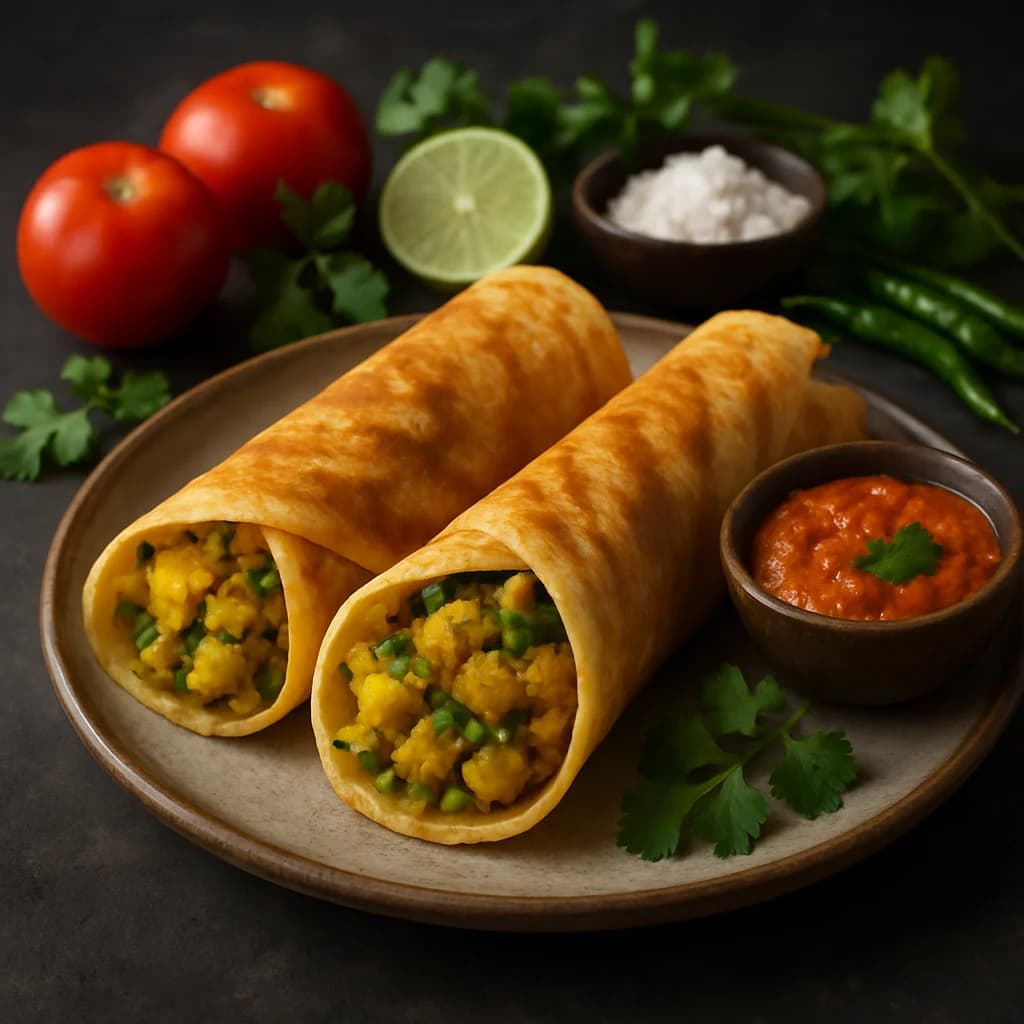 Golden Tawa Masala Dosa Wraps recipe