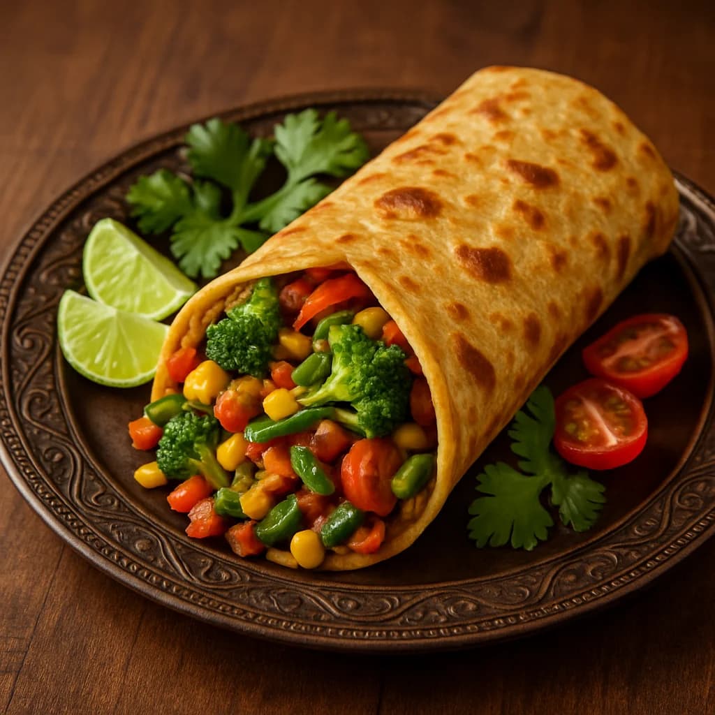 Golden Tawa Veggie Paratha Wrap recipe