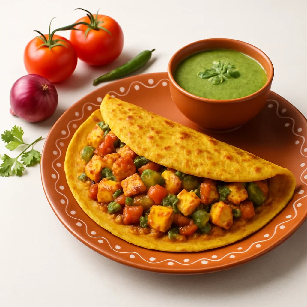 Hearty Kadhai Paneer Besan Chilla recipe