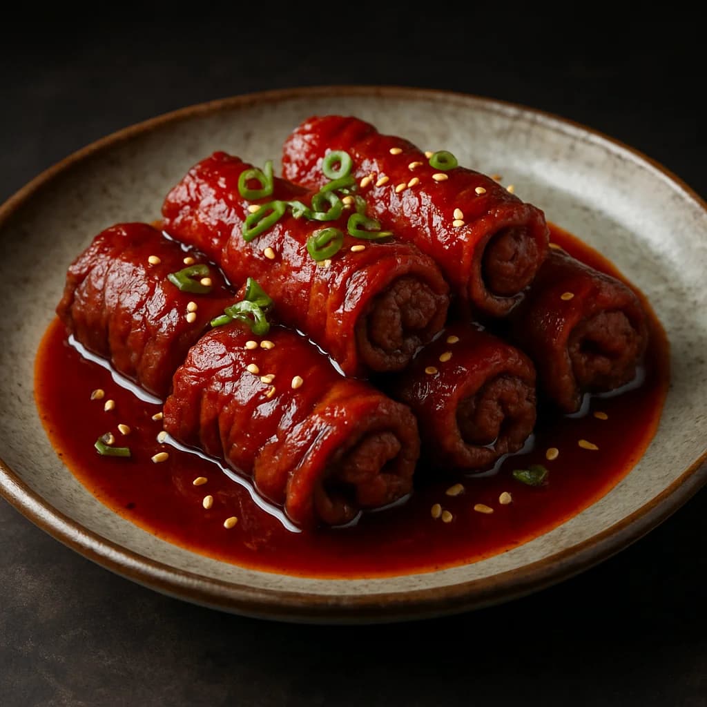 Honeyed Korean Sweet Beef Rolls recipe