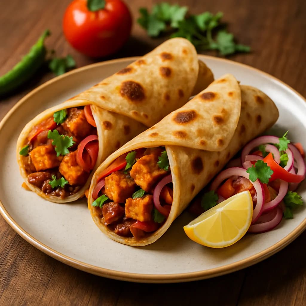 Hyderabadi Spicy Paneer Kathi Rolls recipe