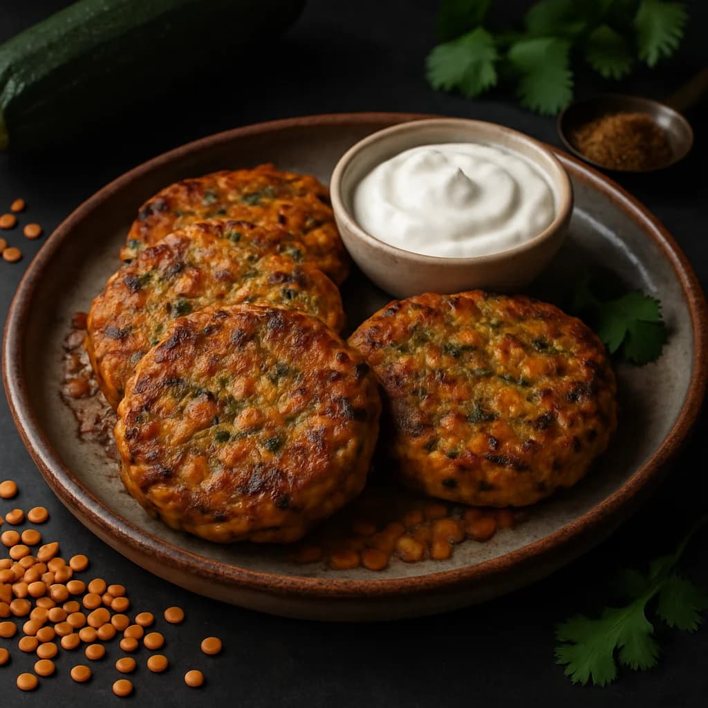 Lentil Zucchini Protein Patties Baked recipe
