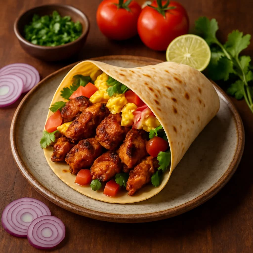 Masala Grilled Chicken Breakfast Wrap recipe