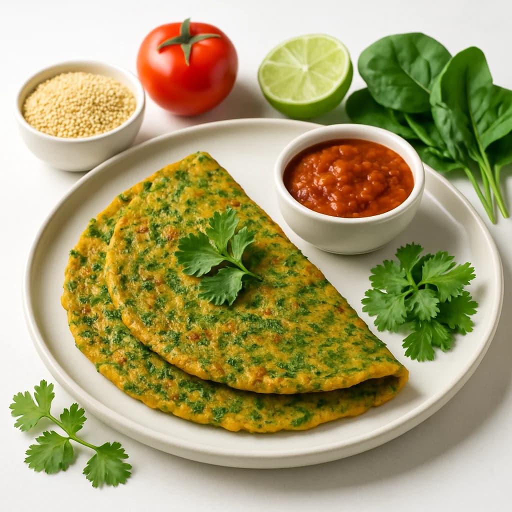 Masala Millet and Spinach Cheela recipe