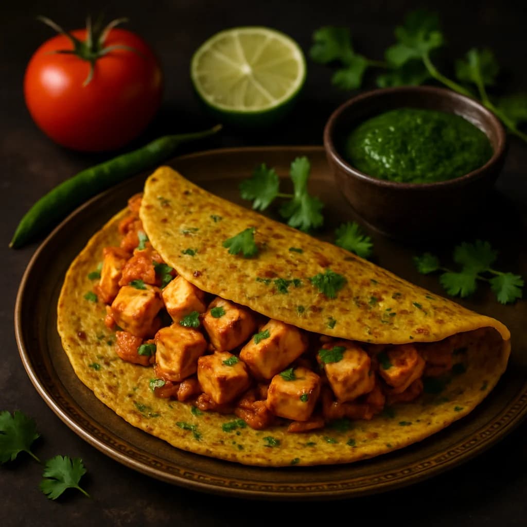 Masala Paneer and Lentil Cheela recipe