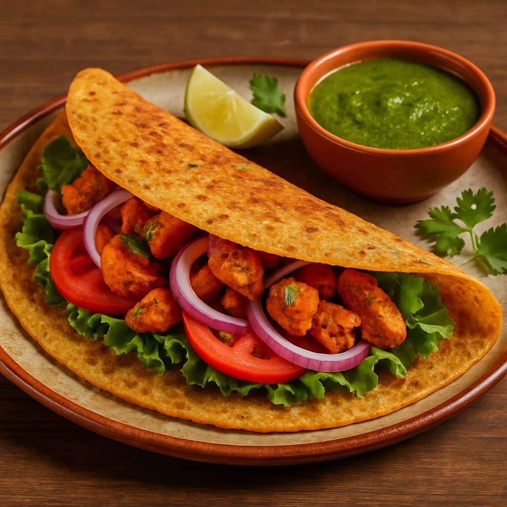 Masala Tandoori Oats Dosa Wrap recipe