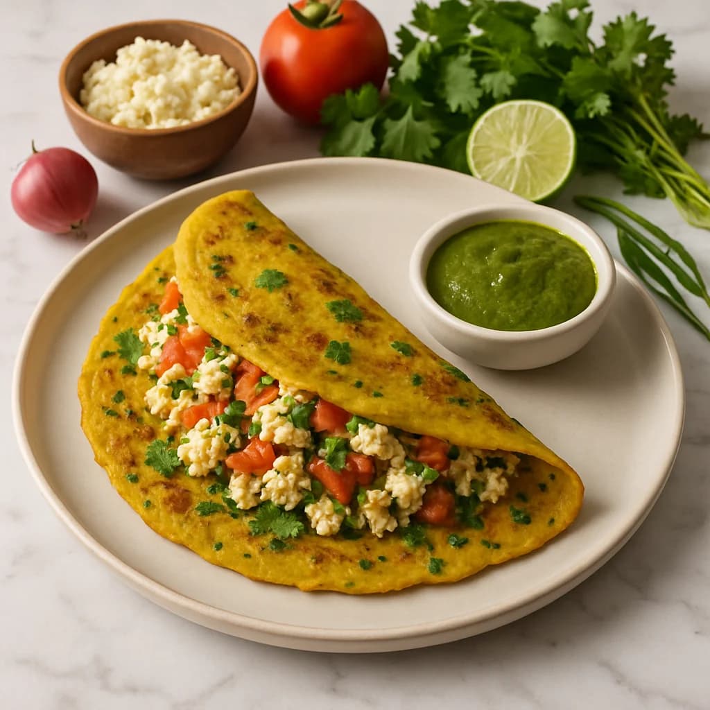 Masaledar Paneer Moong Dal Chilla recipe
