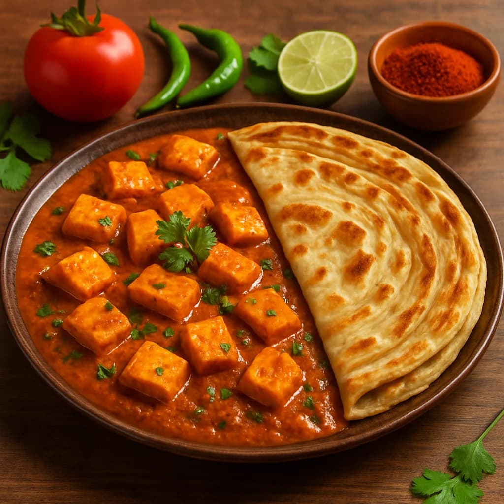 Paneer Dum Masala with Tawa Paratha recipe