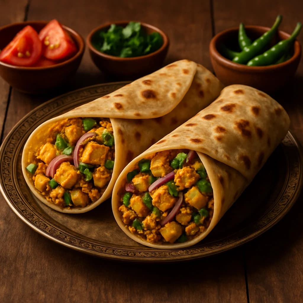 Punjabi Aloo Paneer Bhurji Wraps recipe