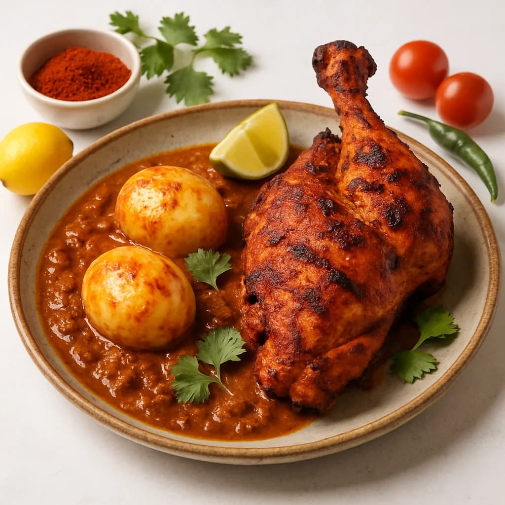 Punjabi Tandoori Chicken and Egg Curry recipe