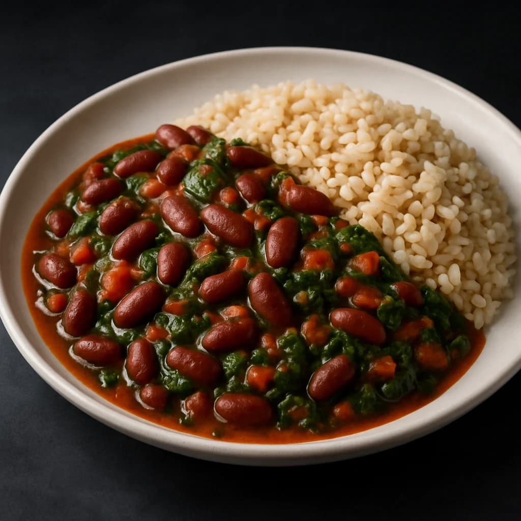 Rajma & Spinach Stew with Brown Rice recipe