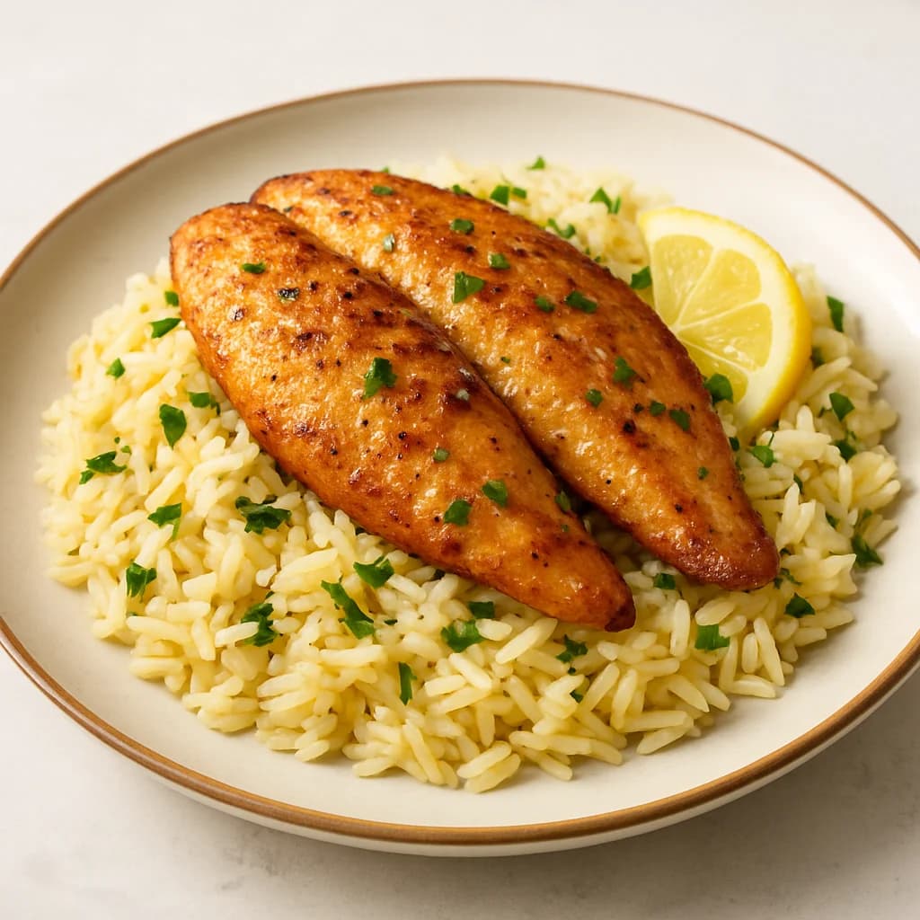 Seared Tilapia over Lemony Rice recipe