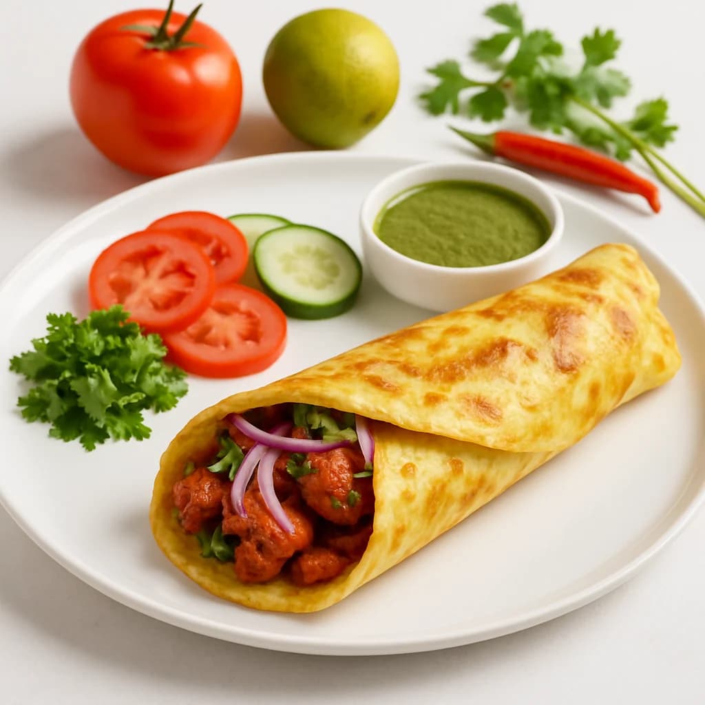 Smoky Tandoori Chicken Omelette Roll recipe