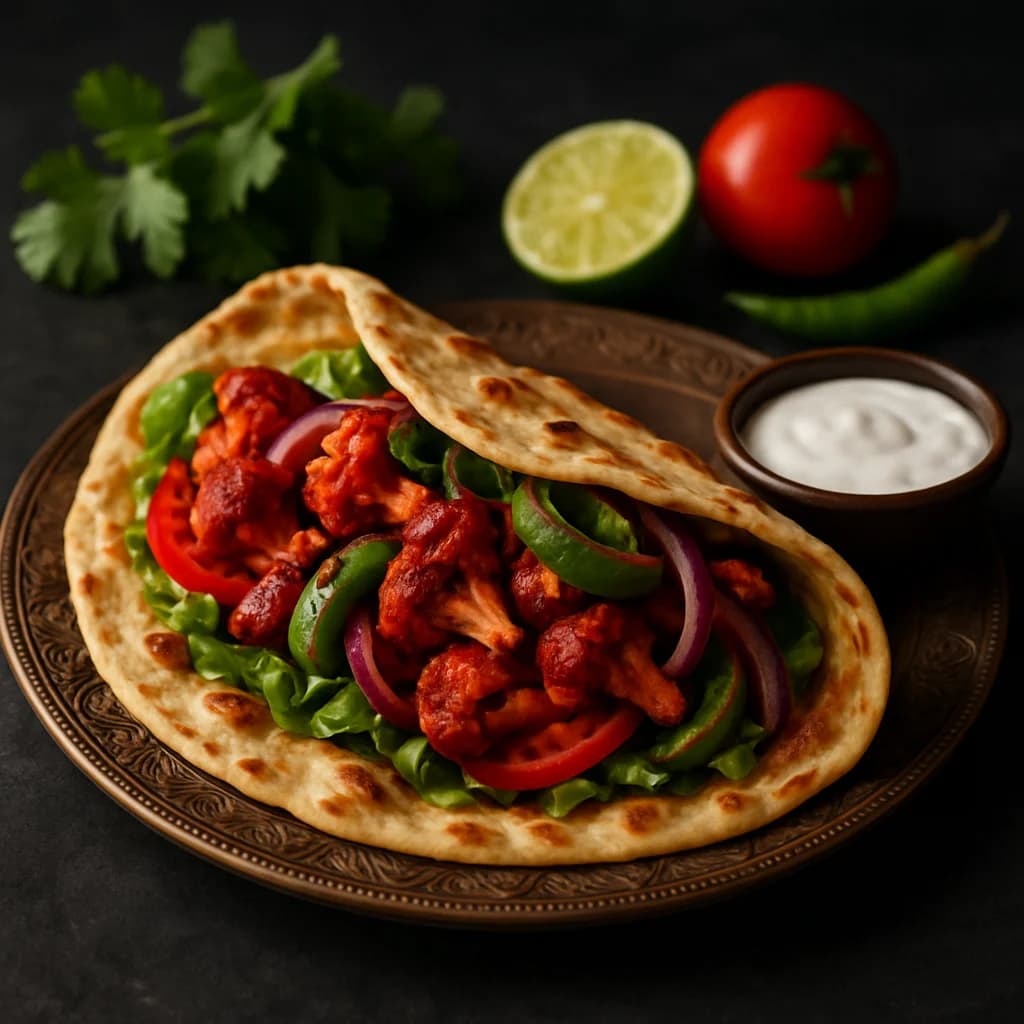 Smoky Tandoori Vegetable Paratha Wrap recipe
