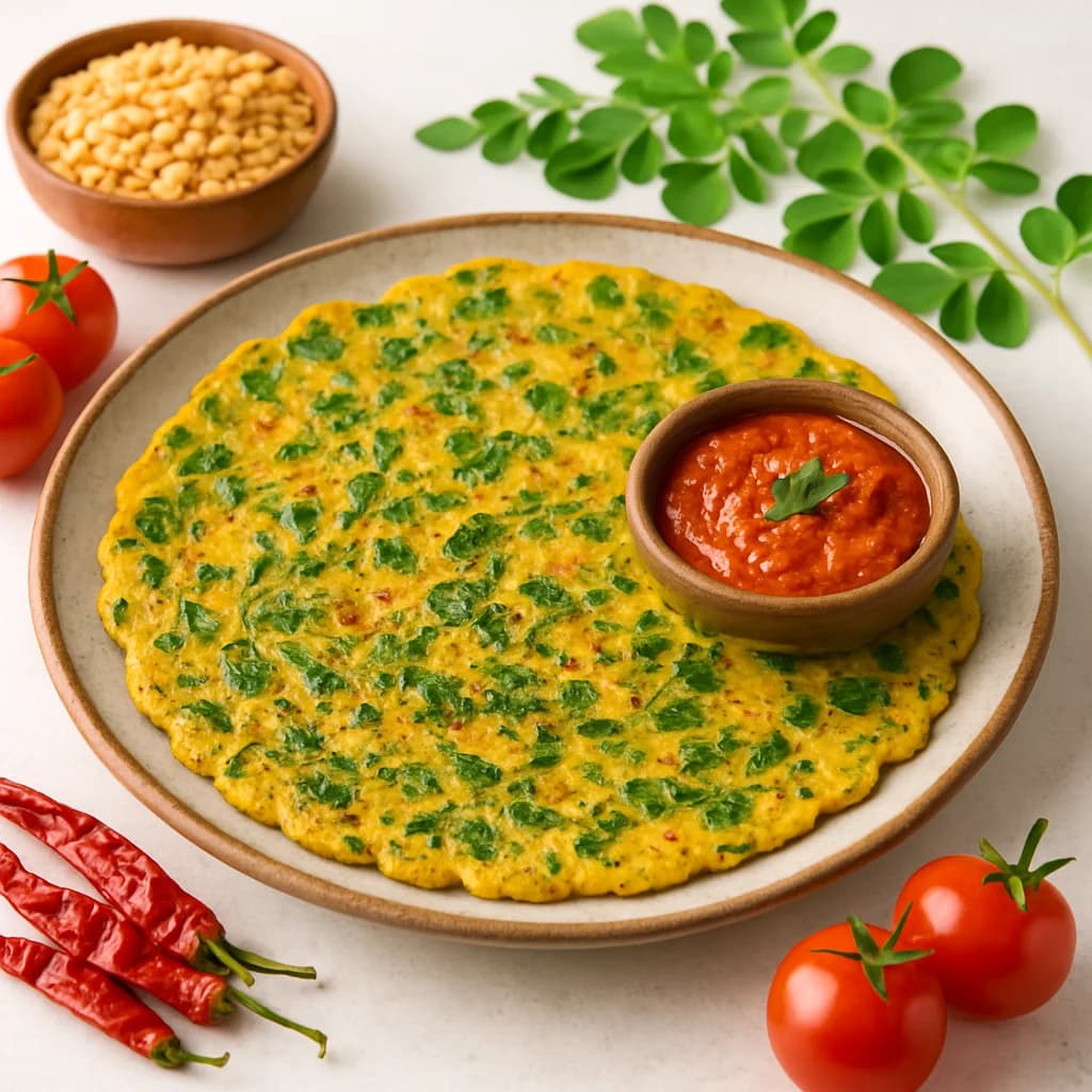 South Indian Spiced Moringa Adai recipe