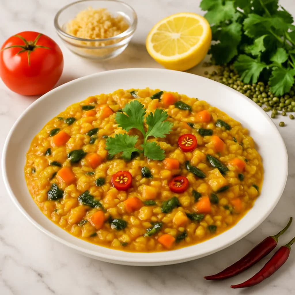 Spiced Bengali Veggie Moong Dal recipe