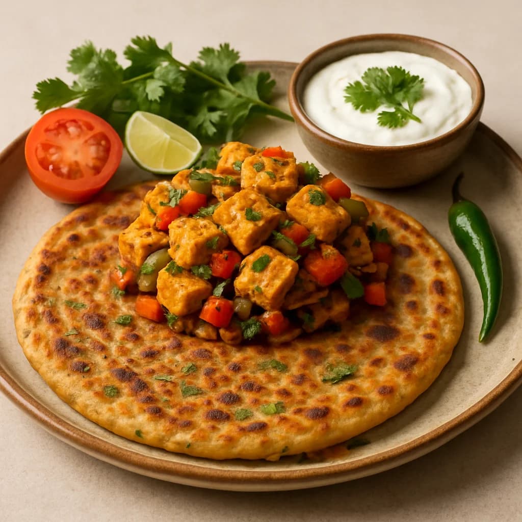 Spiced Paneer and Veggie Tawa Paratha recipe