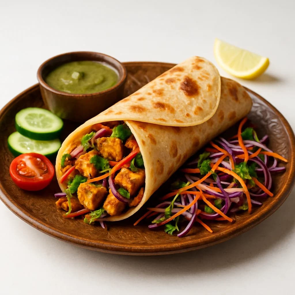 Spiced Paneer Kathi Roll Deluxe recipe