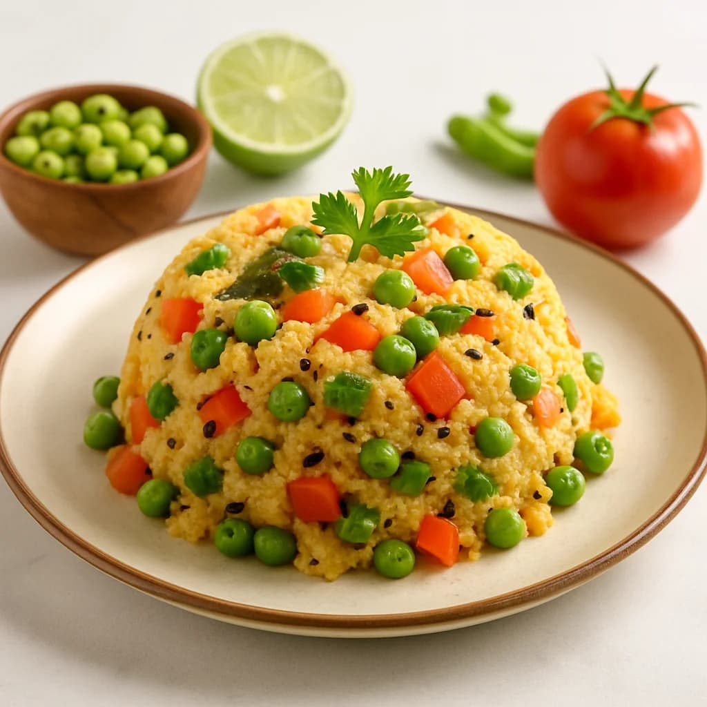 Spiced Tawa Veggie Semolina Upma recipe