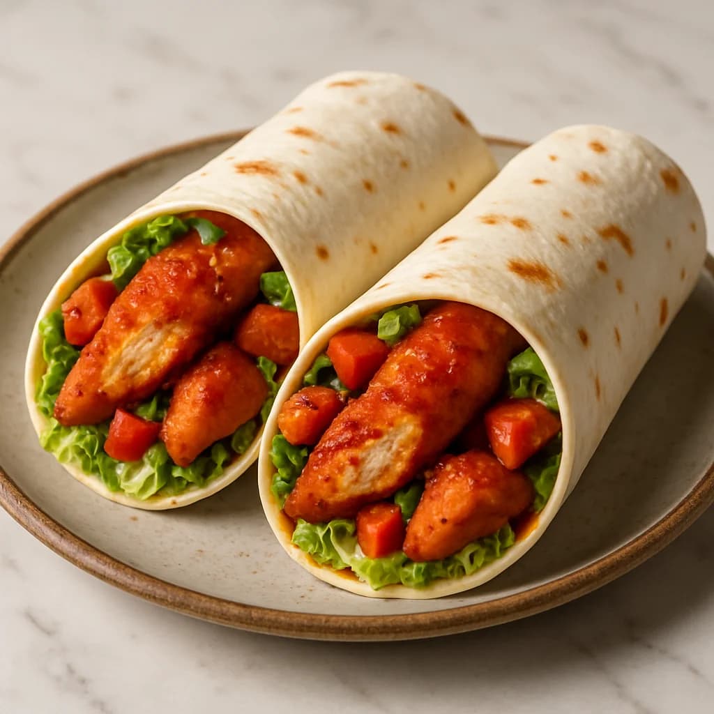 Spicy Buffalo Fried Chicken Wraps recipe