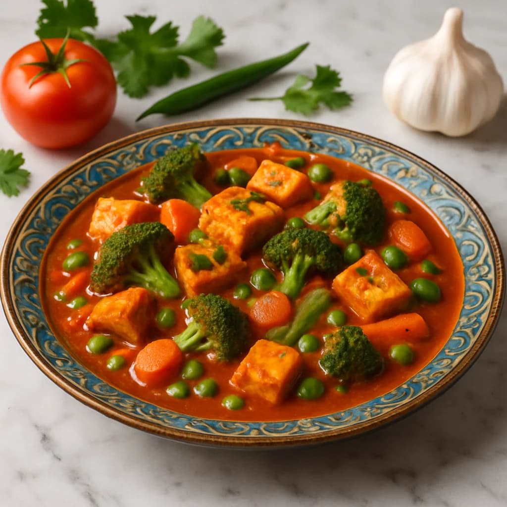 Spicy Dum Paneer and Vegetable Curry recipe