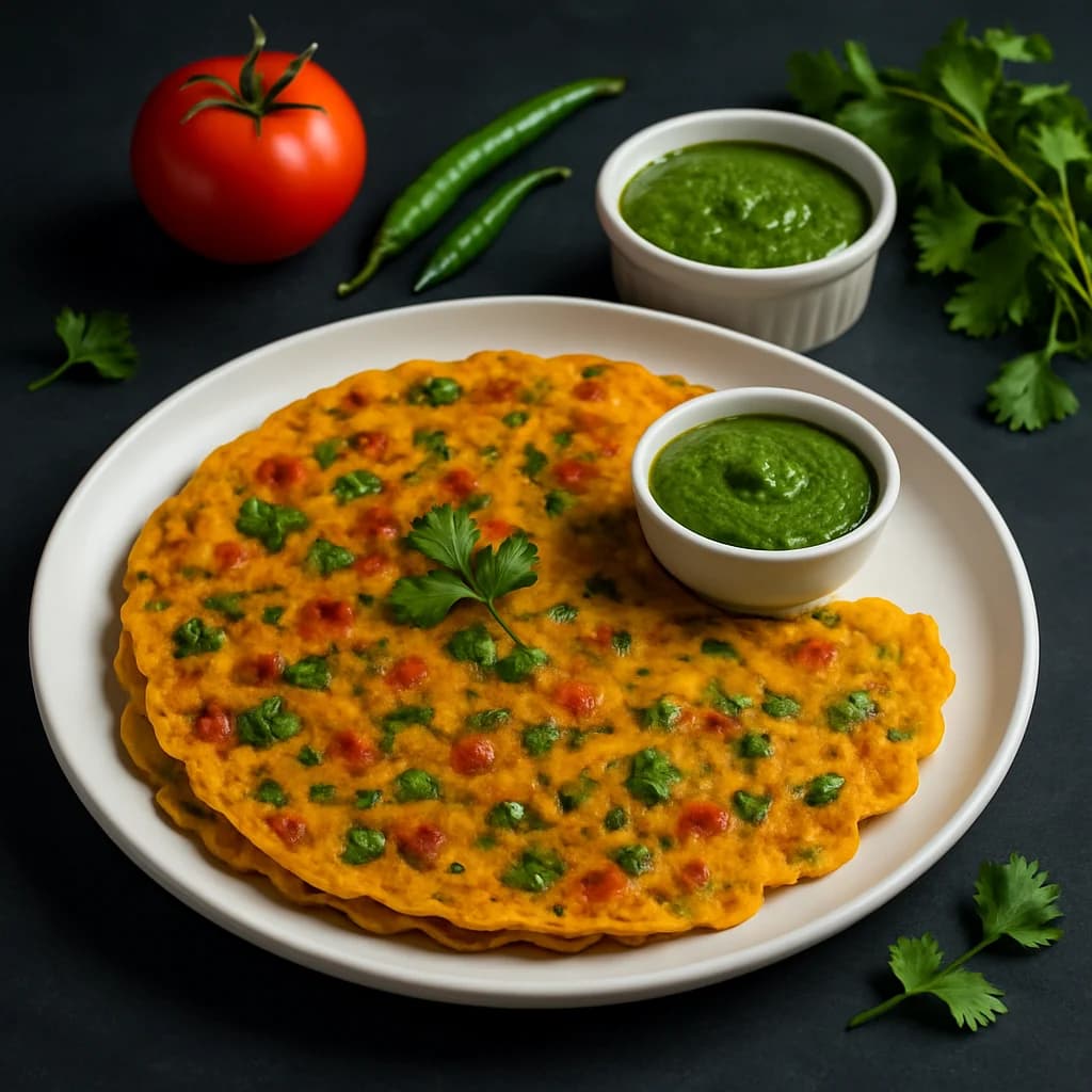 Spicy Punjabi Veggie Besan Chilla recipe