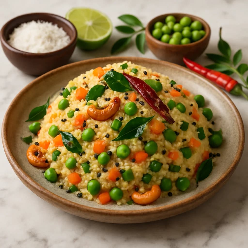 Spicy Veggie Upma with Coconut Flavors recipe