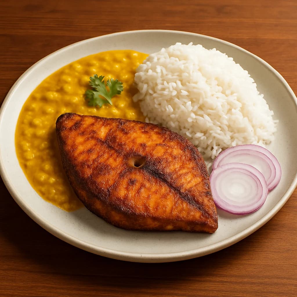 Surmai Fry with Dal Rice recipe