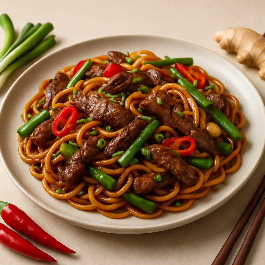 Szechuan Beef Noodle Stir-Fry recipe