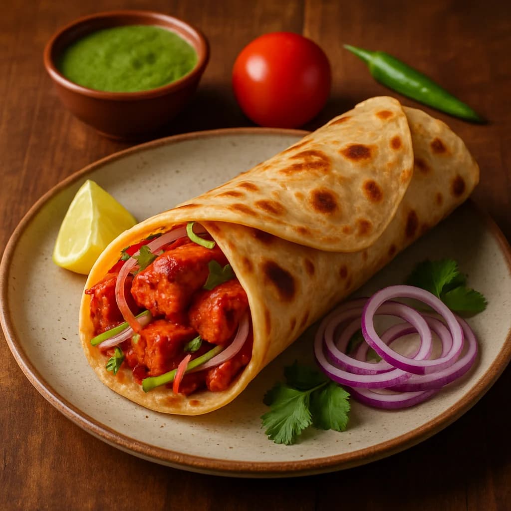 Tandoori Chicken Paratha Roll recipe