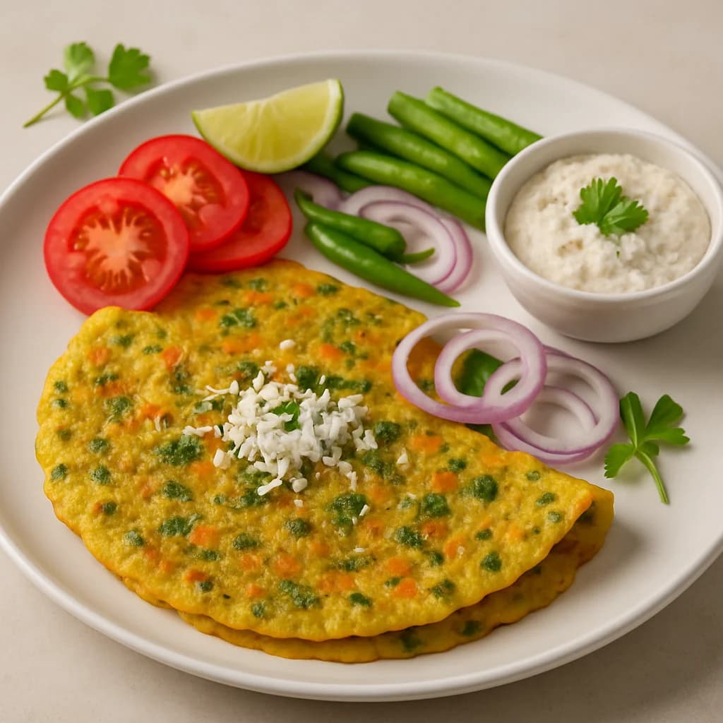 Tangy Coconut Veggie Cheela recipe