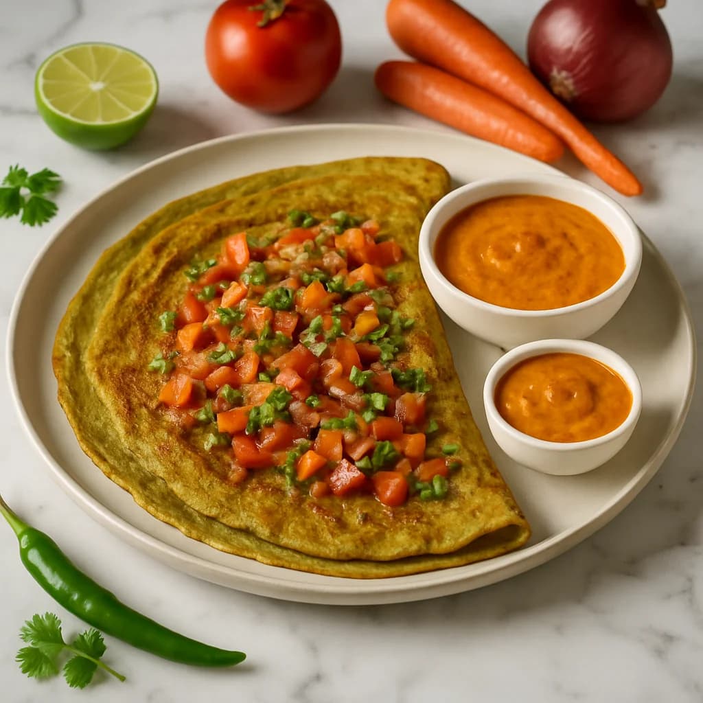 Tangy Masala Vegetable Pesarattu recipe