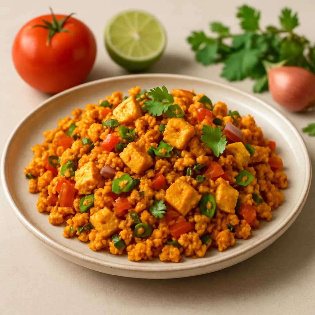 Tangy Tandoori Paneer Scramble recipe