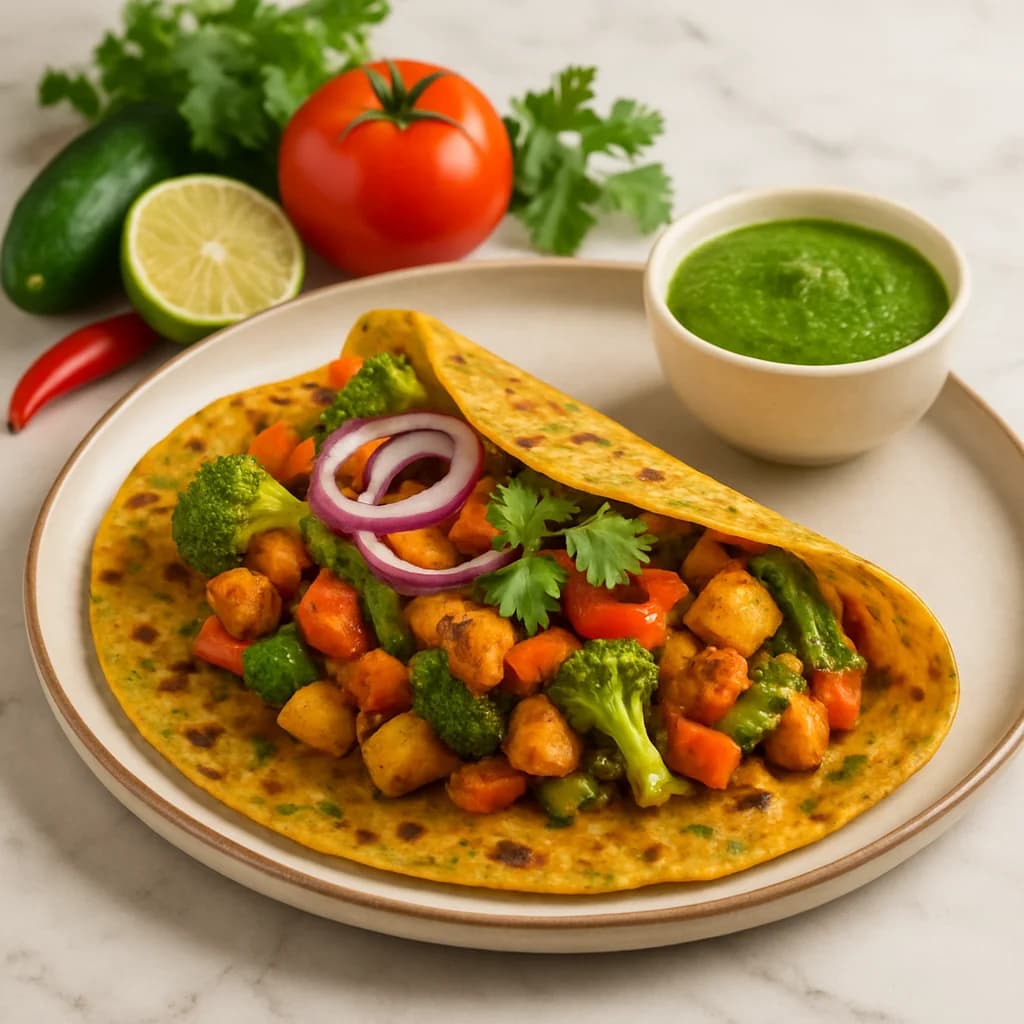 Tawa Masala Vegetable Thepla Wrap recipe