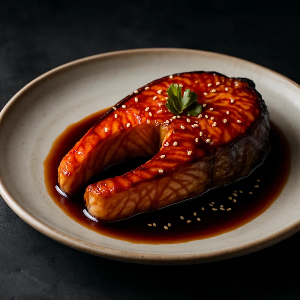 Teriyaki Glazed Salmon Steak recipe