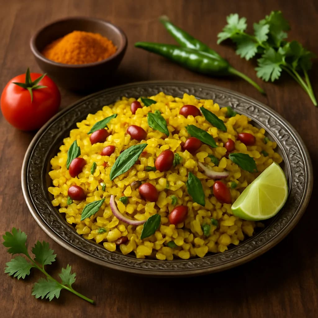 Turmeric Spiced Poha Medley recipe