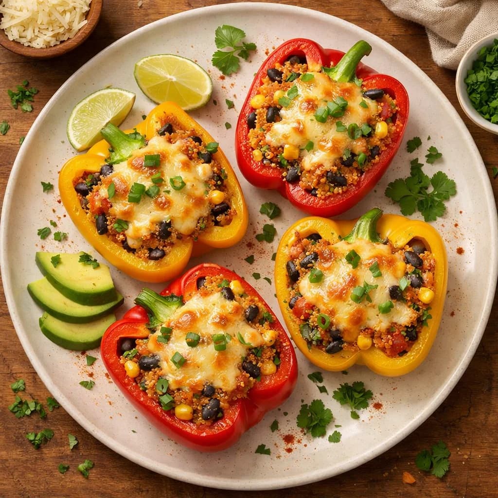 Cheesy Quinoa Stuffed Bell Peppers recipe