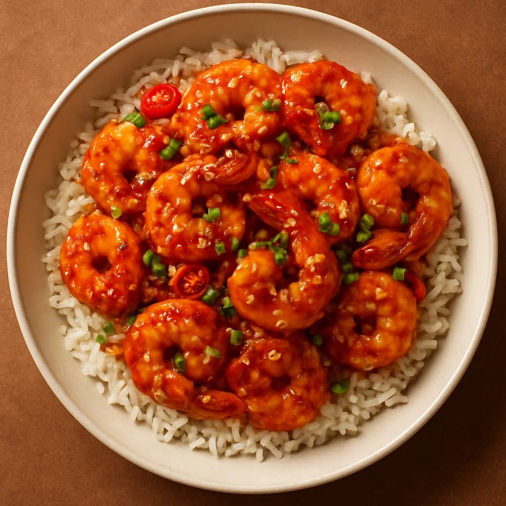 Chili Garlic Prawn Rice Bowl recipe